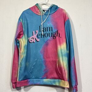 Barbie The Movie Hoodie Unisex XL Multi Tie Dye Fleece I Am Kenough Pullover
